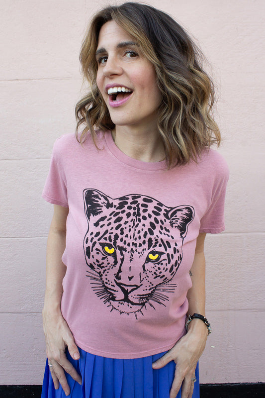 the "snow leopard" graphic tee on pink