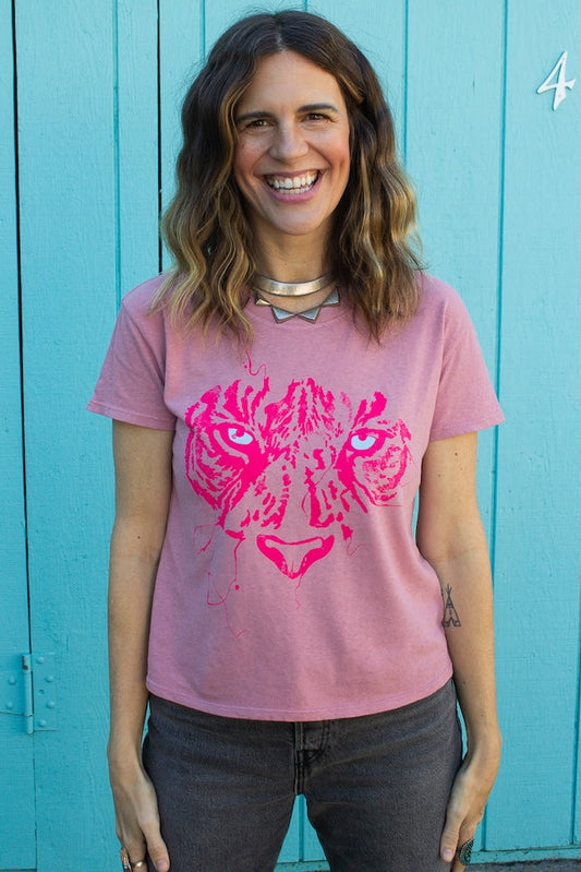 the "tigress" graphic tee on pink
